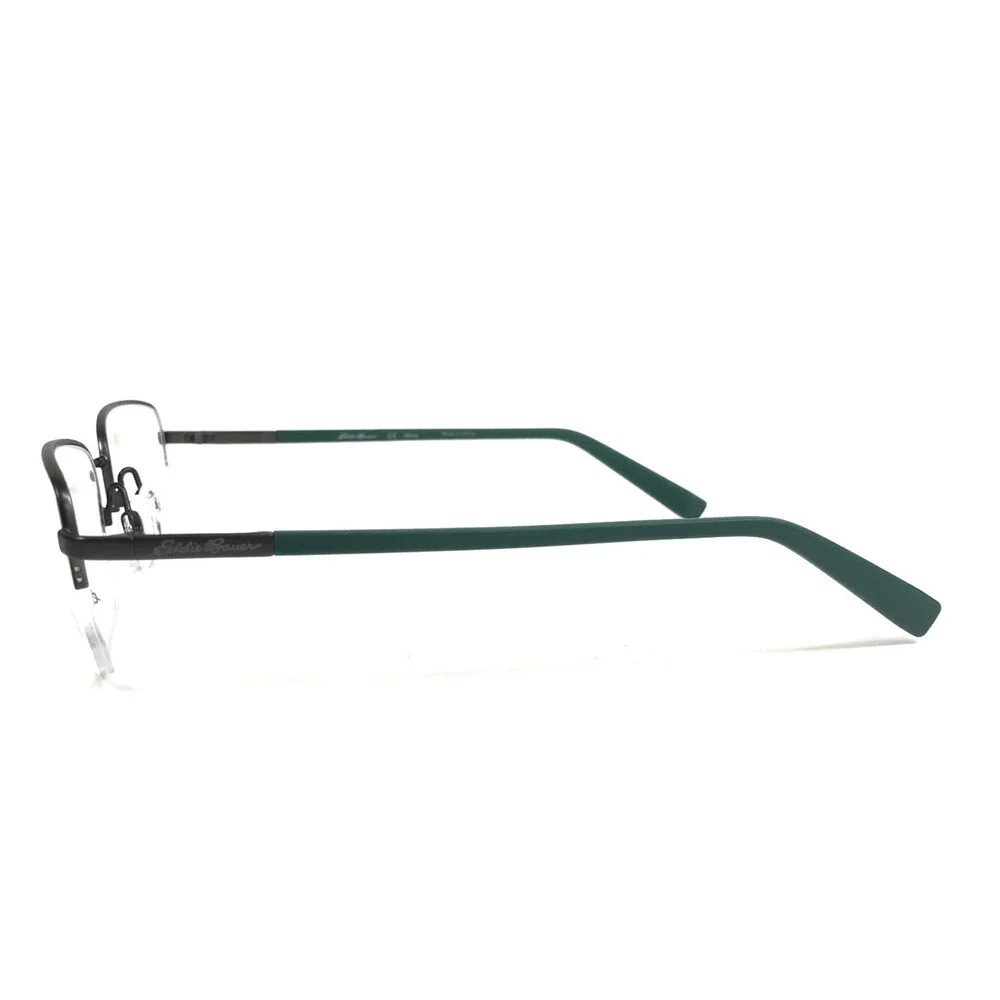 Eddie Bauer Eyeglasses Frame EB32035 BK Black Green Rectangle Half Rim 55-19-140